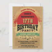 第17グランジな誕生日のヴィンテージのタイポグラフィ 招待状 (正面)