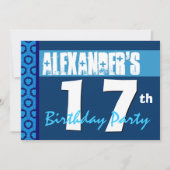 第17モダンで青く10代のな誕生日のパーティの招待状 招待状 (正面)