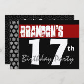 第17モダン誕生日W671赤白 招待状 (正面/裏面)