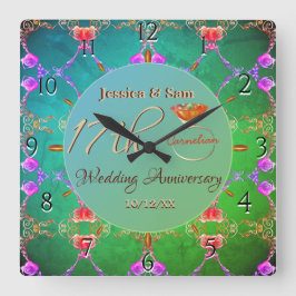 第17回カーネ結婚リア記念日 スクエア壁時計