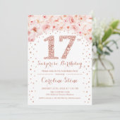 第17回サプライズ誕生日パーティー – ホワイトローズ金ゴールド 招待状 (スタンド正面)