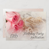 第17回誕生日パーティーの招待状 招待状 (正面/裏面)