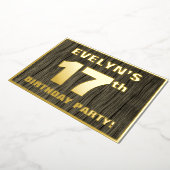 第17回誕生日パーティーはっきりした:木目フェイク模様 箔招待状 (回転した状態)