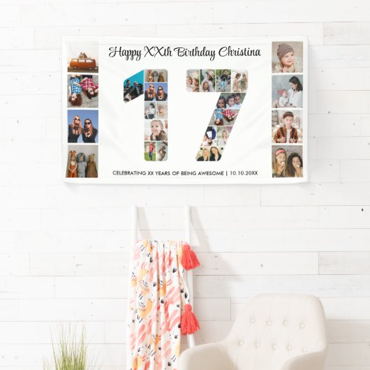 第17回誕生日パーティー第17回写真コラージュ 横断幕 (インサイチュ)