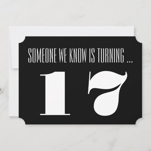 第17白黒誕生会の招待。 招待状 (正面)