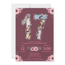 第17誕生日の少女フォトコラージピンクフラワー