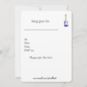 第17誕生日の招待状の、青および白いギター 招待状 (裏面)