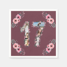第17誕生日ガールフラワーフォトコラージュ スタンダードカクテルナプキン