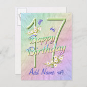 第17誕生日バタフライダンス葉書 ポストカード (正面/裏面)