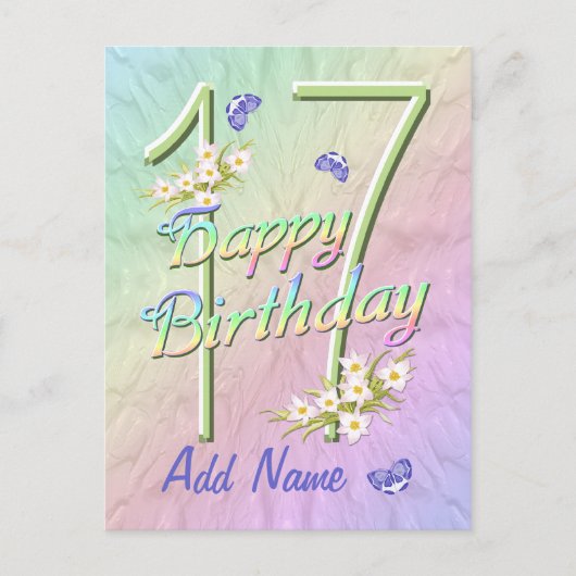 第17誕生日バタフライダンス葉書 ポストカード (正面)