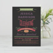 第17誕生日ヴィンテージチャルクボードタイポグラフィ 招待状 (スタンド正面)