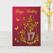 第17誕生日金蝶 カード (黄色い花)