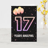 第17誕生日風船と紙吹雪 カード (黄色い花)