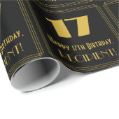 第17誕生日-アールデコの検索「17」と名前 ラッピングペーパー (ロールコーナー)