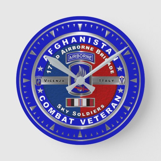 第173空挺旅団アフガニスタン退役軍人 ラウンド壁時計 (正面)