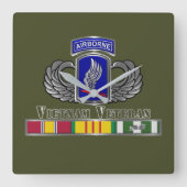 第173空挺旅団ベトナム退役軍人 スクエア壁時計 (正面)