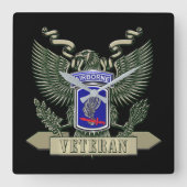 第173空挺旅団退役軍人 スクエア壁時計 (正面)