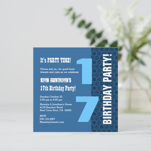 第17 10代のな誕生日のモダンな濃紺はT7Dを主演します 招待状 (スタンド正面)
