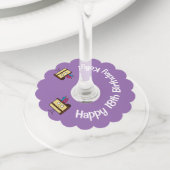 第18お誕生日ケーキとキャンドルチョコレートアイシング ワイングラスタグ (クローズアップ)