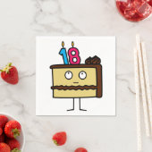 第18お誕生日ケーキ(ろうそく) スタンダードカクテルナプキン (インサイチュ)
