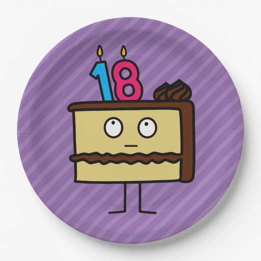 第18お誕生日ケーキ(ろうそく) ペーパープレート (正面)