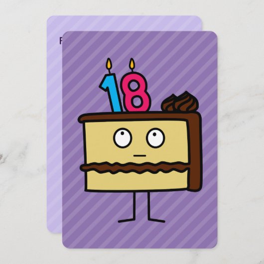 第18お誕生日ケーキ(ろうそく) 招待状 (正面/裏面)