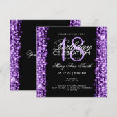 第18エレガント回誕生日パーティーが紫 招待状 (正面/裏面)