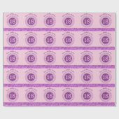 第18エレガント誕生日ピンクグリッター付ストライプき ラッピングペーパー (フラット)