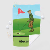 第18ホールでの男性ゴルファーによるタップ ゴルフタオル (インサイチュ)
