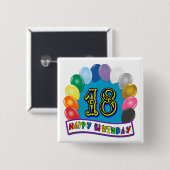 第18分類された気球のデザインの誕生日プレゼント 缶バッジ (正面&裏面)