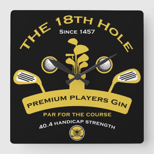 第18回ゴルフホールゴルフおもしろいギフト スクエア壁時計 (正面)