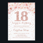 第18回サプライズ誕生日パーティー – ホワイトローズ金ゴールド 招待状<br><div class="desc">第18回バースデーパーティーへの招待。エレガントグリッターバラフェイク金ゴールドと白のデザイン。水彩赤面ピンクのバラ、紙吹雪、ダイヤモンドが特徴。グラムお祝い。</div>