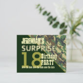 第18回サプライズ誕生日保存日付迷彩柄V02O 案内ポストカード (スタンド正面)