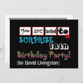 第18回サプライズ·バースデー·パーティーの招待テンプレート 招待状 (正面/裏面)