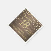 第18回バースデーパーティーと素朴金ゴールドダイヤモンド スタンダードカクテルナプキン (角)