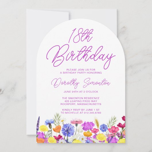 第18回バースデーパーティーぼほ紫の野草花アーチ 招待状 (正面)