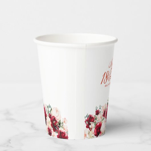第18回バースデーパーティードレッドローズピンク牡丹カスタム 紙コップ (右)