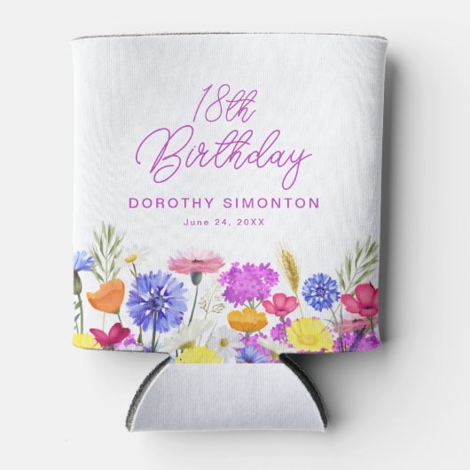 第18回バースデーパーティーパープルワイルドフラワーカスタム 缶クーラー (正面)