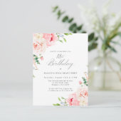 第18回バースデーパーティーフェミニンピンクフローラ インビテーションポストカード (スタンド正面)