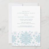 第18回バースデーパーティーブルーホワイトスノーフレーク冬 招待状 (正面)