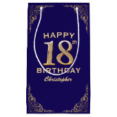 第18回バースデーパーティー海軍ブルーと金ゴールドグリッター スモールペーパーバッグ (正面)