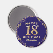 第18回バースデーパーティー海軍ブルーと金ゴールドグリッター マグネット (正面/裏面)