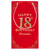 第18回バースデーパーティー赤と金ゴールドグリッター枠 スモールペーパーバッグ (裏面)