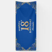 第18回バースデーパーティー青と金ゴールドグリッター枠 横断幕 (縦)