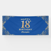 第18回バースデーパーティー青と金ゴールドグリッター枠 横断幕 (横)