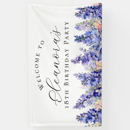 第18回バースデーパーティー7月誕生フラワーウェルカム 横断幕 (縦)