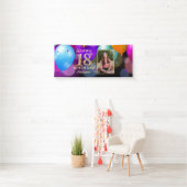 第18回誕生パーティーブラック&金ゴールドバルーン写真 横断幕 (インサイチュ)