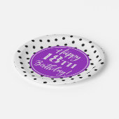 第18回誕生パーティー白紫黒ドット ペーパープレート (アングル)