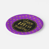 第18回誕生パーティー紫の黒い金ゴールド点 ペーパープレート (アングル)