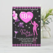 第18回誕生日パーティーの招待状 – カクテルグラス 招待状 (スタンド正面)